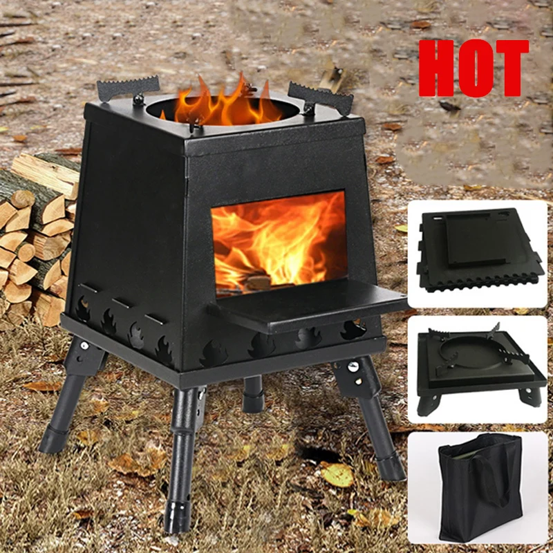 Portable Foldable Wood Burning Stove Outdoor Camping Stove Lightweight Bonfire Burner Heater Fire Wood Stove Fire Pit 접이식 캠핑