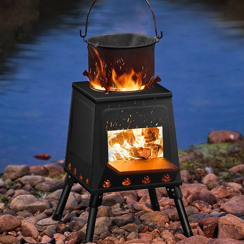 Portable Foldable Wood Burning Stove Outdoor Camping Stove Lightweight Bonfire Burner Heater Fire Wood Stove Fire Pit 접이식 캠핑