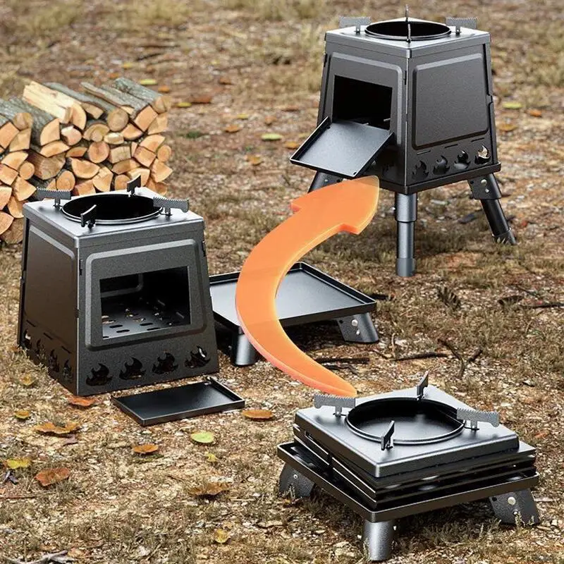 Portable Foldable Wood Burning Stove Outdoor Camping Stove Lightweight Bonfire Burner Heater Fire Wood Stove Fire Pit 접이식 캠핑