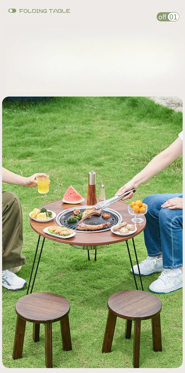 Outdoor Folding Barbecue Grill Portable BBQ Stove Split Fire Pit Cooking Supplies Tea Table Camping Charcoal Grill Burner New