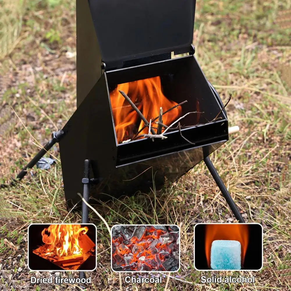 Portable Rocket Stove Outdoor Camping Stove Compact Stove Heating Burner Stove 49cm Height Picnic Wood Stove Camping Tent Stove