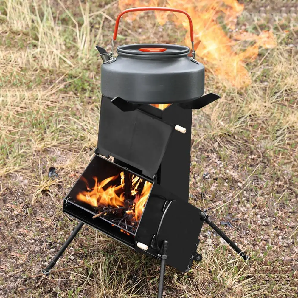 Portable Rocket Stove Outdoor Camping Stove Compact Stove Heating Burner Stove 49cm Height Picnic Wood Stove Camping Tent Stove