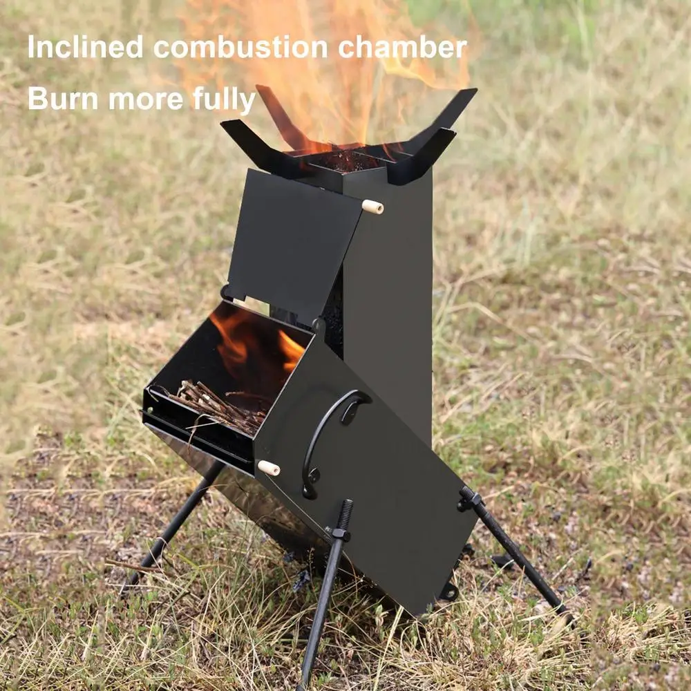 Portable Rocket Stove Outdoor Camping Stove Compact Stove Heating Burner Stove 49cm Height Picnic Wood Stove Camping Tent Stove