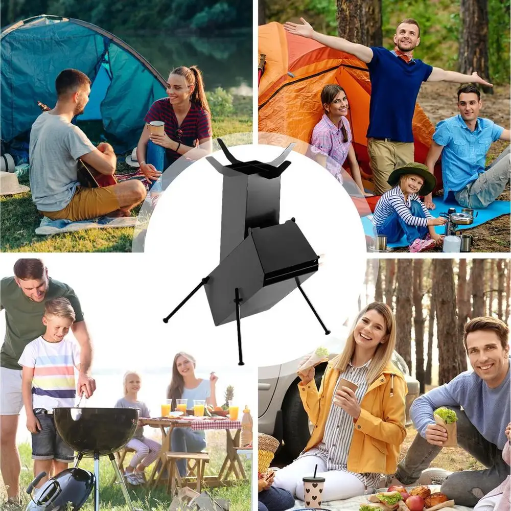 Portable Rocket Stove Outdoor Camping Stove Compact Stove Heating Burner Stove 49cm Height Picnic Wood Stove Camping Tent Stove