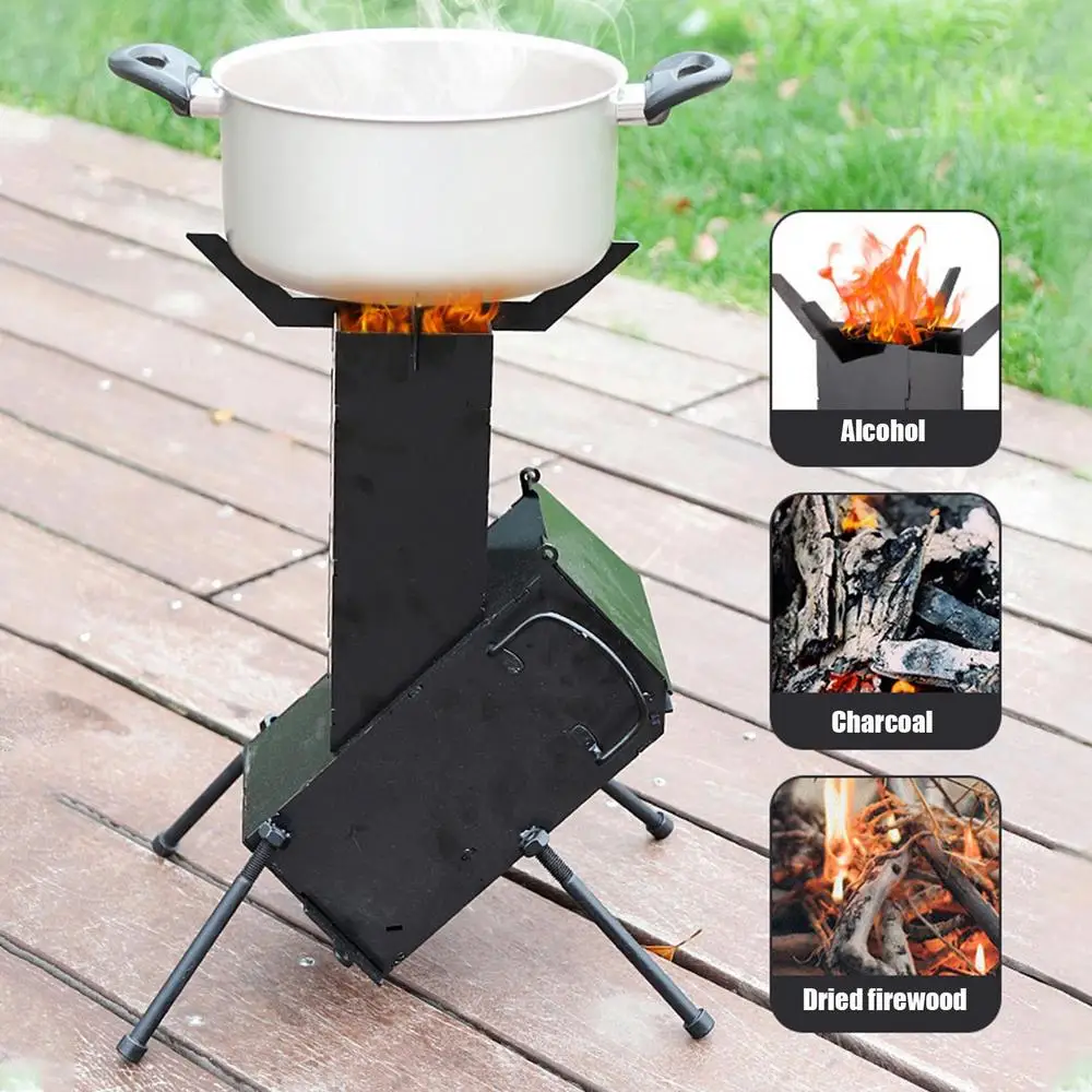 Portable Rocket Stove Outdoor Camping Stove Compact Stove Heating Burner Stove 49cm Height Picnic Wood Stove Camping Tent Stove