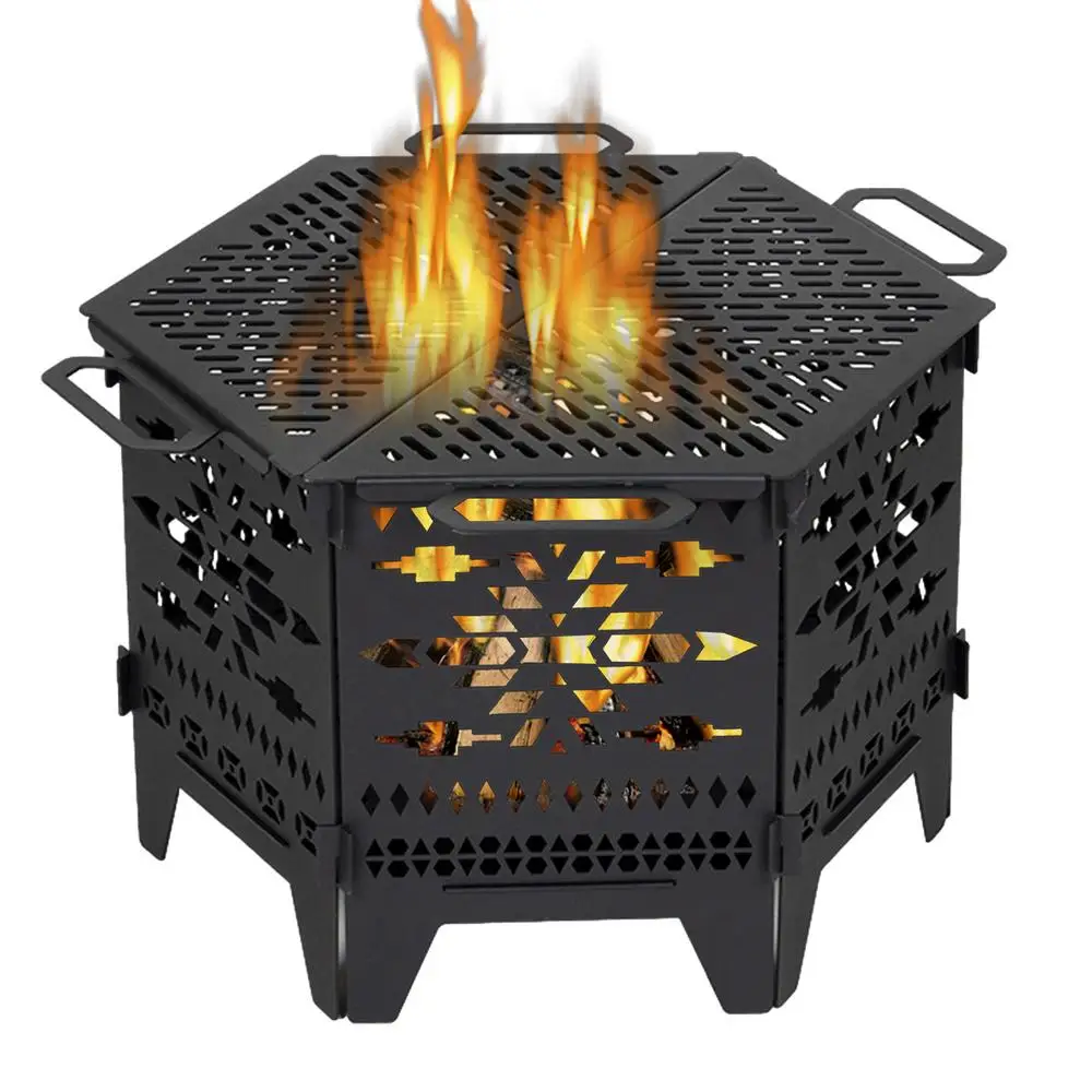 Fire Pit Wood Burning Heating Stove Camping Campfire Stove Portable Folding Firepit For Outdoor BBQ Bonfire Patio Backyard