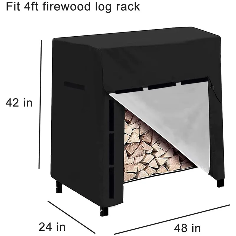 4FT/8FT Practial Garden Firewood Dust-Proof Cover Heavy Duty Outdoor Waterproof Log Holder Moisture-Proof Log Rack Cover